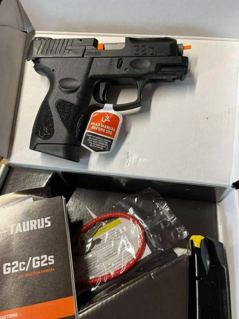 Taurus G2C 9mm Pistol The Taurus G2C is a compact, striker-fired semi-automatic pistol designed for reliability, everyday carry, and range use. Chambered in 9mm, it offers a lightweight polymer frame, ergonomic grip, and a proven design suitable for both new and experienced shooters. Features Caliber: 9mm Luger Action: Semi-automatic, striker-fired Compact polymer frame Textured ergonomic grip Fixed front and rear sights Accessory rail for compatible lights or lasers Manual safety Lightweight and easy to handle